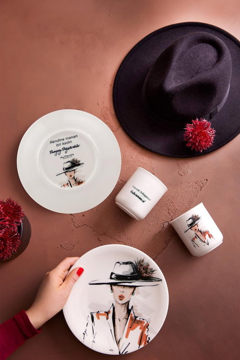 Hermia Juego de Cena de Porcelana de 4 Piezas Blanco